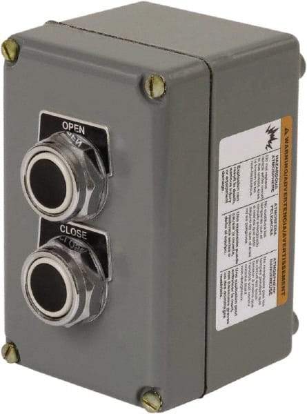 Schneider Electric - 2 Operator, Pushbutton Control Station - Open-Close (Legend), Momentary Switch, 2NO/2NC Contact, NEMA 1, 13, 3, 4 - Industrial Tool & Supply