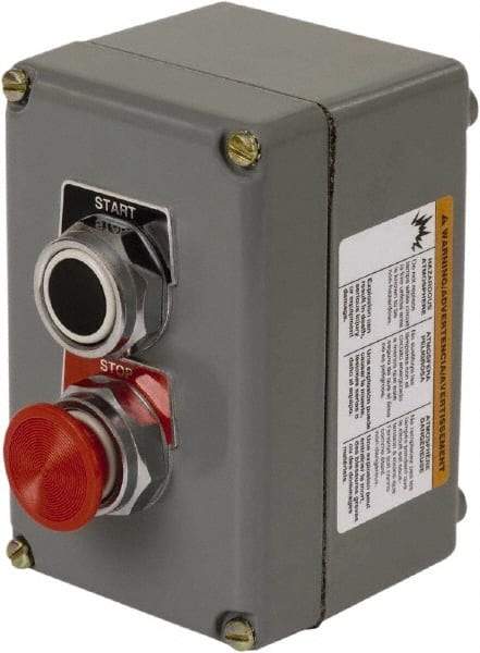 Schneider Electric - 1 Operator, Mushroom Head & Pushbutton Control Station - Start-Stop (Legend), Momentary Switch, 2NO/2NC Contact, NEMA 1, 13, 3, 4 - Industrial Tool & Supply