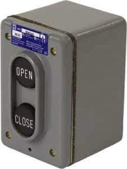 Schneider Electric - 2 Operator, Flush Pushbutton Control Station - Close, Open (Legend), Momentary Switch, NEMA 1, 4 - Industrial Tool & Supply