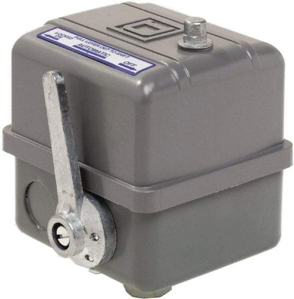 Square D - 1, 7, 9 and 3R NEMA Rated, 80 to 100 psi, Electromechanical Pressure and Level Switch - Adjustable Pressure, 575 VAC, L1-T1, L2-T2 Terminal, For Use with Square D Pumptrol - Industrial Tool & Supply