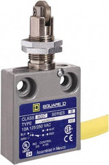Square D - SPDT, NC/NO, 240 VAC, Prewired Terminal, Roller Plunger Actuator, General Purpose Limit Switch - 1, 2, 4, 6, 6P NEMA Rating, IP67 IPR Rating, Panel Mount, 80 Ounce Operating Force - Industrial Tool & Supply