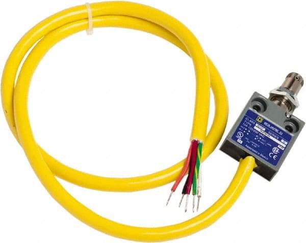 Square D - SPDT, NC/NO, 240 VAC, Prewired Terminal, Roller Plunger Actuator, General Purpose Limit Switch - 1, 2, 4, 6, 6P NEMA Rating, IP67 IPR Rating, Panel Mount, 80 Ounce Operating Force - Industrial Tool & Supply