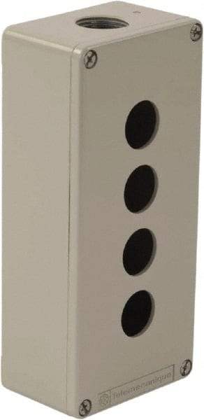 Schneider Electric - 4 Hole, 1.18 Inch Hole Diameter, Zinc Alloy Pushbutton Switch Enclosure - 6.9 Inch High x 3.15 Inch Wide x 2.03 Inch Deep, 4, 13 NEMA Rated - Industrial Tool & Supply