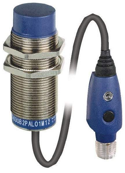 Telemecanique Sensors - PNP, 11 to 18mm Detection, Cylinder, Inductive Proximity Sensor - 3 Wires, IP67, IP69, 12 to 24 VDC, M30x1.5 Thread, 63mm Long - Industrial Tool & Supply