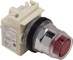 Schneider Electric - 1.18 Inch Mount Hole, Extended Straight, Pushbutton Switch Only - Round, Red Pushbutton, Illuminated, Momentary (MO), Weatherproof, Dust and Oil Resistant - Industrial Tool & Supply