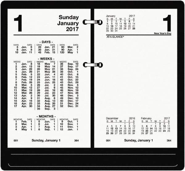 AT-A-GLANCE - 730 Sheet, 3-1/2 x 6", Financial Desk Calendar Refill - White - Industrial Tool & Supply