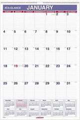 AT-A-GLANCE - 12 Sheet, 5-1/2 x 8-1/2", Wall Calendar - White - Industrial Tool & Supply