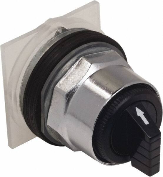 Schneider Electric - 1.18 Inch Mount Hole, 3 Position, Knob and Pushbutton Operated, Selector Switch Only - Black, Maintained (MA), without Contact Blocks, Weatherproof and Dust and Oil Resistant - Industrial Tool & Supply