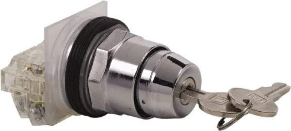 Schneider Electric - 1.18 Inch Mount Hole, 3 Position, Knob and Pushbutton Operated, Selector Switch - Black, Maintained (MA), NO/NC, Weatherproof and Dust and Oil Resistant - Industrial Tool & Supply