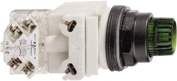 Schneider Electric - 30mm Mount Hole, Extended Straight, Pushbutton Switch Only - Octagon, Green Pushbutton, Illuminated, Momentary (MO) - Industrial Tool & Supply