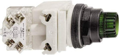 Schneider Electric - 30mm Mount Hole, Extended Straight, Pushbutton Switch Only - Octagon, Green Pushbutton, Illuminated, Momentary (MO) - Industrial Tool & Supply