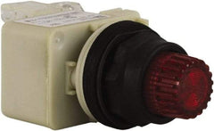 Schneider Electric - 30mm Mount Hole, Extended Straight, Pushbutton Switch with Contact Block - Red Pushbutton, Momentary (MO) - Industrial Tool & Supply