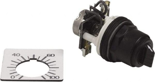 Square D - 2,000 Ohm, 30mm, 300 VAC Potentiometer - 2 Watts, Nonilluminated, Knob Operated, NEMA 4, 13 - Industrial Tool & Supply