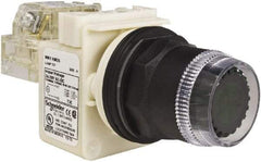 Schneider Electric - 30mm Mount Hole, Extended Straight, Pushbutton Switch with Contact Block - Green Pushbutton, Momentary (MO) - Industrial Tool & Supply