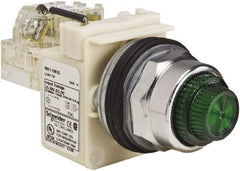 Schneider Electric - 120 VAC Green Lens Indicating Light - Screw Clamp Connector - Industrial Tool & Supply