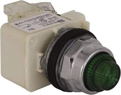 Schneider Electric - 24 V Green Lens LED Press-to-Test Indicating Light - Octagonal Lens, Screw Clamp Connector - Industrial Tool & Supply