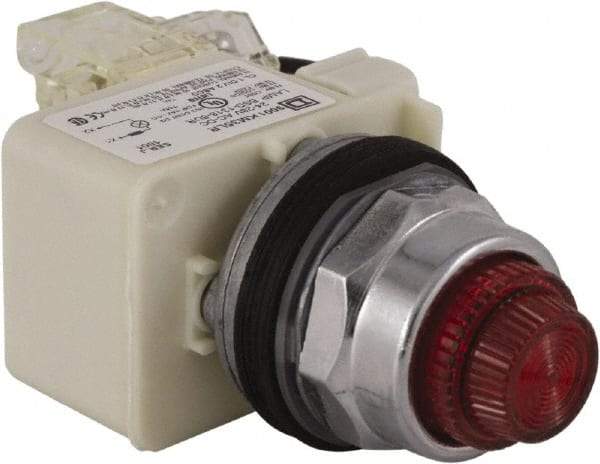 Schneider Electric - 24 V Red Lens LED Press-to-Test Indicating Light - Octagonal Lens, Screw Clamp Connector - Industrial Tool & Supply