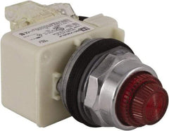 Schneider Electric - 24 V Red Lens LED Press-to-Test Indicating Light - Octagonal Lens, Screw Clamp Connector - Industrial Tool & Supply