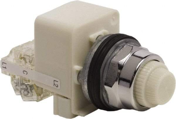 Schneider Electric - 120 VAC White Lens LED Indicating Light - Screw Clamp Connector - Industrial Tool & Supply