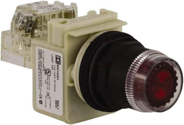 Schneider Electric - 30mm Mount Hole, Extended Straight, Pushbutton Switch with Contact Block - Red Pushbutton, Momentary (MO) - Industrial Tool & Supply