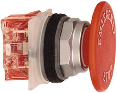 Schneider Electric - 30mm Mount Hole, Extended Straight, Pushbutton Switch with Contact Block - Red Pushbutton, Momentary (MO) - Industrial Tool & Supply