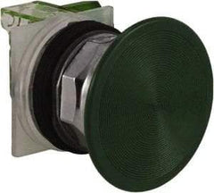 Schneider Electric - 30mm Mount Hole, Extended Straight, Pushbutton Switch with Contact Block - Green Pushbutton, Momentary (MO) - Industrial Tool & Supply