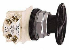 Schneider Electric - 30mm Mount Hole, Extended Straight, Pushbutton Switch with Contact Block - Black Pushbutton, Momentary (MO) - Industrial Tool & Supply