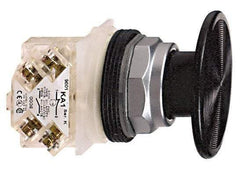Schneider Electric - 30mm Mount Hole, Extended Mushroom Head, Pushbutton Switch with Contact Block - Round, Black Pushbutton, Momentary (MO) - Industrial Tool & Supply