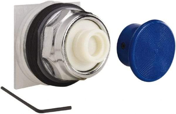 Schneider Electric - Flush Pushbutton Switch Operator - Blue, Round Button, Nonilluminated - Industrial Tool & Supply