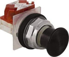 Schneider Electric - 30mm Mount Hole, Extended Straight, Pushbutton Switch with Contact Block - Black Pushbutton, Momentary (MO) - Industrial Tool & Supply