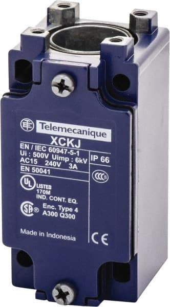 Telemecanique Sensors - 3.7 Inch Long, Metal Body, Limit Switch Body - For Use with ZCKE05, ZCKE06, ZCKE08, ZCKE21, ZCKE23, ZCKE61, ZCKE619, ZCKE62, ZCKE629, ZCKE63, ZCKE64, ZCKE65, ZCKE66, ZCKE67 - Industrial Tool & Supply
