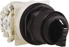 Schneider Electric - 1.18 Inch Mount Hole, 3 Position, Knob and Pushbutton Operated, Selector Switch - Black, Maintained (MA), Anticorrosive, Weatherproof, Dust and Oil Resistant - Industrial Tool & Supply