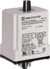 Square D - DPDT Time Delay Relay - 10 Contact Amp, 110 VDC & 120 VAC - Industrial Tool & Supply