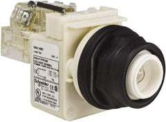 Schneider Electric - 220-240 V Incandescent Press-to-Test Indicating Light - Round Lens, Screw Clamp Connector, 54mm OAL x 42mm Wide, Vibration Resistant - Industrial Tool & Supply