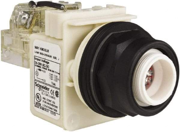 Schneider Electric - 28 V Red Lens LED Pilot Light - Round Lens, Screw Clamp Connector, 54mm OAL x 42mm Wide, Vibration Resistant - Industrial Tool & Supply