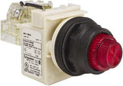 Schneider Electric - 24 V, 28 V Red Lens Press-to-Test Indicating Light - Round Lens, Screw Clamp Connector, Corrosion Resistant, Dust Resistant, Oil Resistant - Industrial Tool & Supply