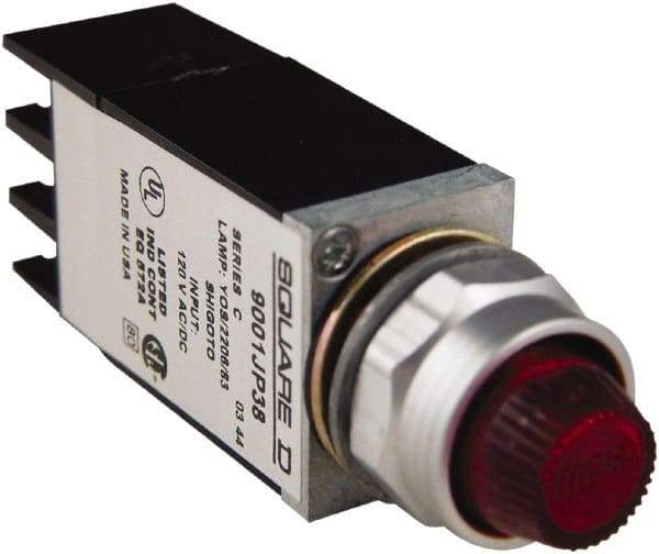 Schneider Electric - 120 VAC Red Lens LED Pilot Light - Round Lens - Industrial Tool & Supply