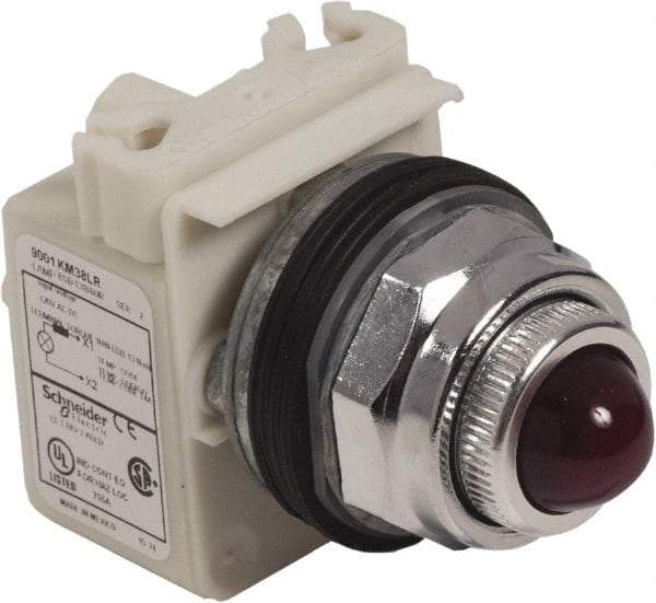Schneider Electric - 120 V Red Lens LED Pilot Light - Round Lens, Screw Clamp Connector - Industrial Tool & Supply