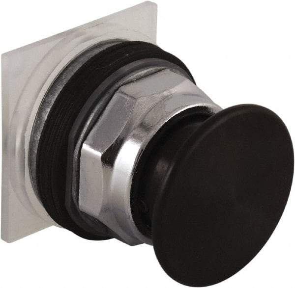 Schneider Electric - 30mm Mount Hole, Extended Mushroom Head, Pushbutton Switch Only - Round, Black Pushbutton, Nonilluminated, Momentary (MO) - Industrial Tool & Supply