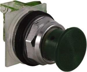 Schneider Electric - 30mm Mount Hole, Extended Straight, Pushbutton Switch with Contact Block - Green Pushbutton, Momentary (MO) - Industrial Tool & Supply