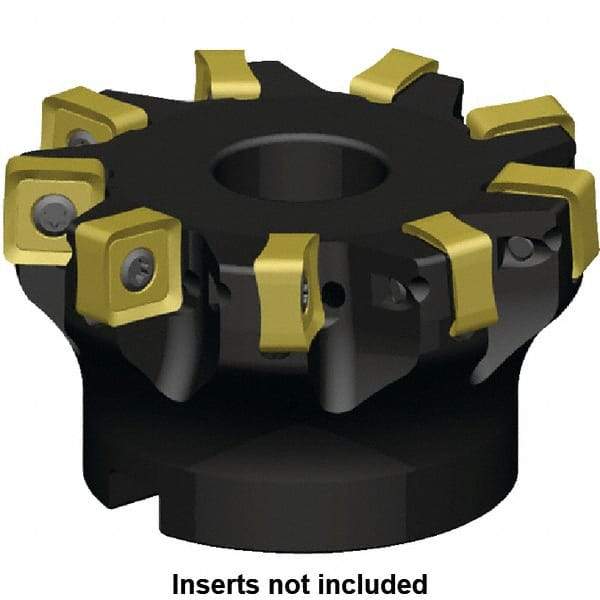Kennametal - 7 Inserts, 80mm Cut Diam, 27mm Arbor Diam, 6mm Max Depth of Cut, Indexable Square-Shoulder Face Mill - 3° Lead Angle, 50mm High, SN_J120616EN__ Insert Compatibility, Series KSSM - Industrial Tool & Supply