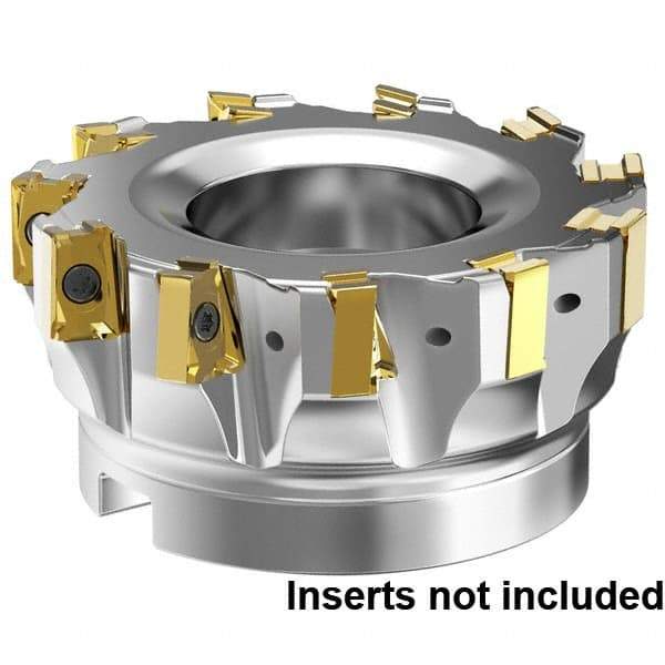 Kennametal - 9 Inserts, 3" Cut Diam, 1" Arbor Diam, 15.5mm Max Depth of Cut, Indexable Square-Shoulder Face Mill - 0° Lead Angle, 1-3/4" High, LNGU15T608SRGE Insert Compatibility, Through Coolant, Series MILL 4-15 - Industrial Tool & Supply