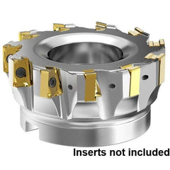 Kennametal - 9 Inserts, 3" Cut Diam, 1" Arbor Diam, 15.5mm Max Depth of Cut, Indexable Square-Shoulder Face Mill - 0° Lead Angle, 1-3/4" High, LNGU15T608SRGE Insert Compatibility, Through Coolant, Series MILL 4-15 - Industrial Tool & Supply