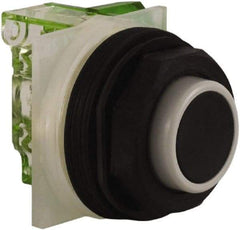Schneider Electric - 30mm Mount Hole, Extended Straight, Pushbutton Switch with Contact Block - Black Pushbutton, Momentary (MO) - Industrial Tool & Supply