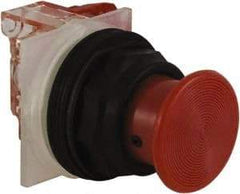 Schneider Electric - 30mm Mount Hole, Extended Straight, Pushbutton Switch with Contact Block - Red Pushbutton, Momentary (MO) - Industrial Tool & Supply