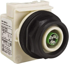 Schneider Electric - 28 V Green Lens LED Pilot Light - Round Lens, Screw Clamp Connector, 54mm OAL x 42mm Wide, Vibration Resistant - Industrial Tool & Supply
