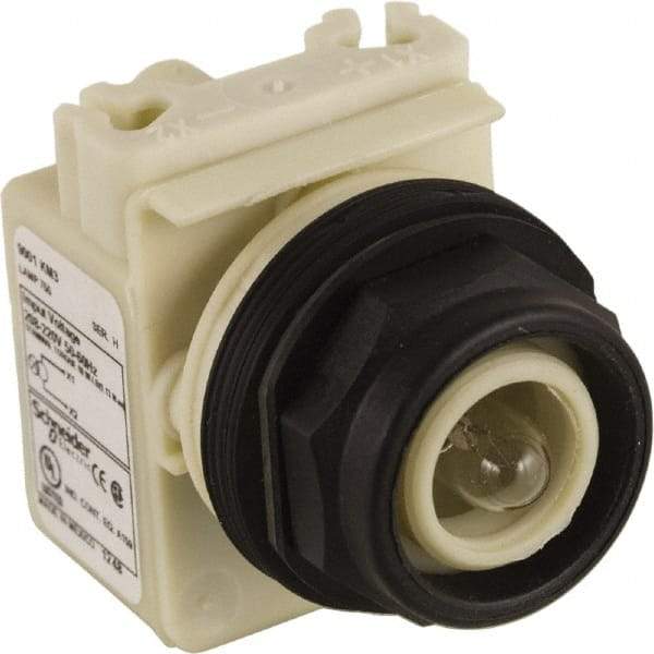 Schneider Electric - 208 VAC at 50/60 Hz via Transformer, 220 VAC at 50/60 Hz via Transformer Indicating Light - Round Lens, Screw Clamp Connector, Corrosion Resistant, Dust Resistant, Oil Resistant - Industrial Tool & Supply