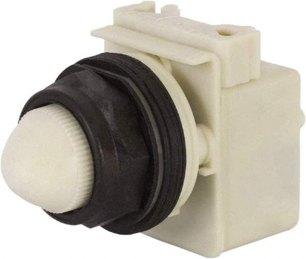 Schneider Electric - 110 VAC at 50/60 Hz via Transformer, 120 VAC at 50/60 Hz via Transformer White Lens Indicating Light - Round Lens, Screw Clamp Connector, Corrosion Resistant, Dust Resistant, Oil Resistant - Industrial Tool & Supply