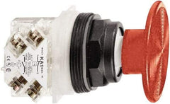 Schneider Electric - 30mm Mount Hole, Extended Mushroom Head, Pushbutton Switch with Contact Block - Round, Red Pushbutton, Momentary (MO) - Industrial Tool & Supply