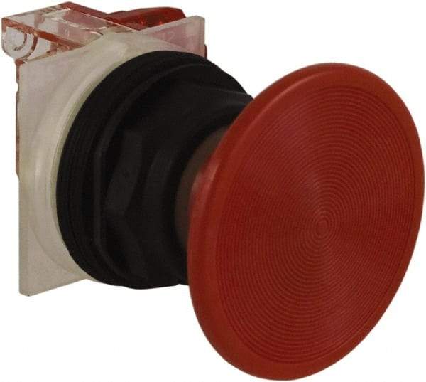 Schneider Electric - 30mm Mount Hole, Extended Straight, Pushbutton Switch with Contact Block - Red Pushbutton, Momentary (MO) - Industrial Tool & Supply
